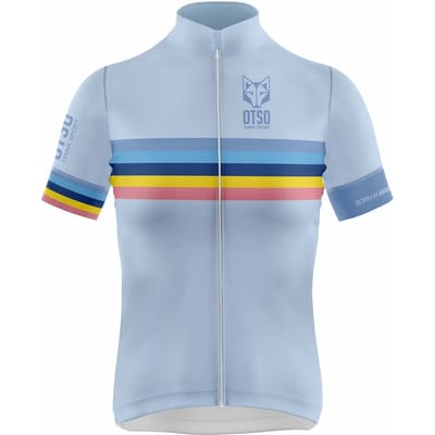 Otso Stripes Korte Mouw Wielertrui Blauw XS Vrouw