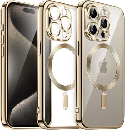 Hoesje Geschikt voor iphone 15 pro Hoesje - Geschikt voor MagSafe - Arara siliconen Backcover - Goud