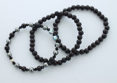 1 x Elastische Armband met Kristallen en 2 x houten kralen armbanden A kwaliteit - 16 cm - Swarovski - Trendy - Cadeau - Kerstcadeau - Sinterklaas - Uni-sex - Accessoires - Kralenarmband - Houtenkralen - Armbanden - Stoer
