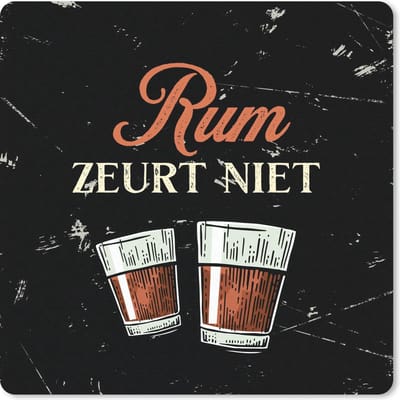 Muismat 20x20 cm - Mousepad Rum - Glazen - Tekst - Muismatten - Cadeau voor man