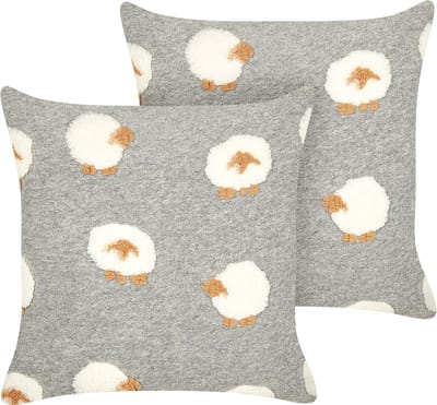 EINADIA - Sierkussen set van 2 - Grijs - 45 x 45 cm - Polyester