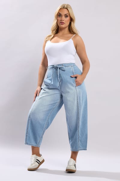 Yours Lichtblauwe Cropped Jeans Met Ronde Pijpen Qc Size 42