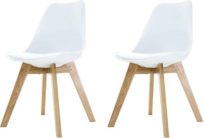 Essence Madera Eetkamerstoel wit - Houten onderstel - Set van 2