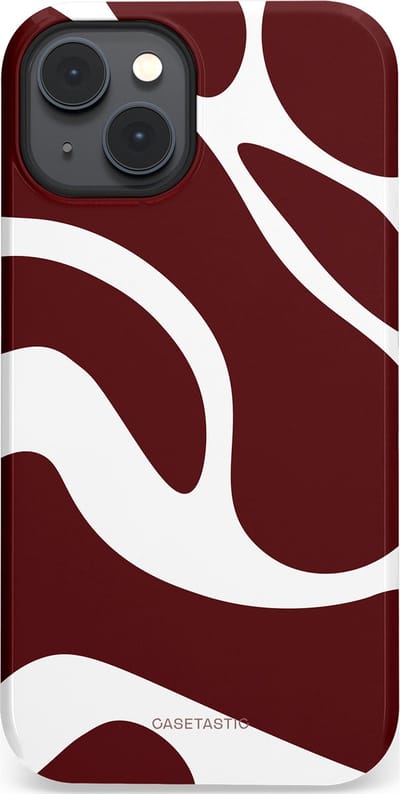 Casetastic Hoesje Geschikt voor Apple iPhone 14 Plus Magsafe - Stijlvolle Beschermende Duo-layer Case - Bordeaux Swirl