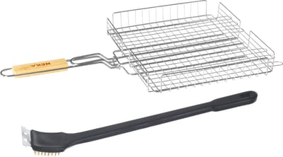 BBQ / Barbecue grill mand - 63 x 35 cm - Incl schoonmaakborstel - Eten maken - RVS