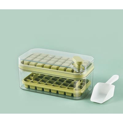 Nieuwe Tepy 64 Vakken IJsblokjesvormen Bakjes met Deksel Creatieve 2 in 1 IJsblokjesvormen en Opbergdoos IJs Verwijderen met Één Klik