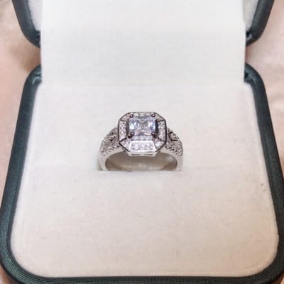 Nieuwe Handbeschilderde Stijl Micro-zet Ring Prinses Vierkante Diamant Ring Dames Feestcadeau No. 10 gray