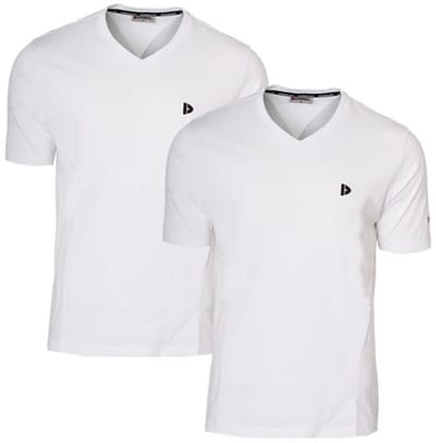 2-Pack Donnay - T-shirt (Berno) - Sportshirt - V-hals shirt - Heren - White (001) - maat S