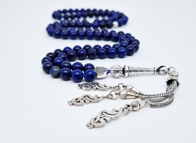Handgemaakte tesbih "Tasbih" natuursteen " Azuur" - Aantal kralen 99 - Diameter kralen 8MM - met metaal tassel "Moeder" - Een mooi cadeau-idee