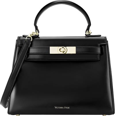 Victoria Hyde Tas - Damesshandtas - Handtas met één handvat - 28,5 × 22,5 × 12 cm - Verstelbare riem - Meerdere vakken - Sluiting met gesp voorop - Schoudertas - Crossbody - Zwart– voor werk en dagelijks gebruik