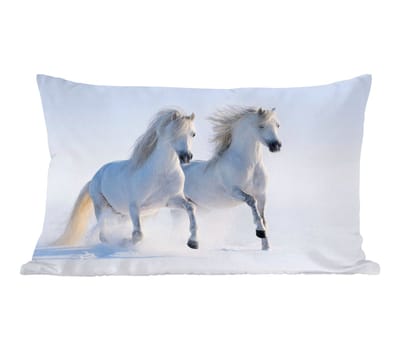 Sierkussens - Kussentjes Woonkamer - 60x40 cm - Winter - Paarden - Sneeuw - Kerstversiering - Kerstdecoratie voor binnen - Woonkamer