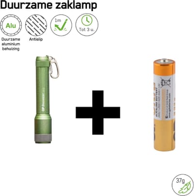 GP CK12 Zaklamp kleur Groen inclusief batterij - 20 Lumen - IPX4 - Sleutelhanger