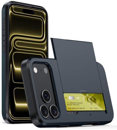 Hoesje Geschikt voor iPhone 17 Pro Hoesje Case Pashouder Hard Cover - Hoes Geschikt voor iPhone 17 Pro Hoesje Met Kaarthouder - Donkerblauw