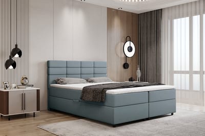 Boxspring met opbergruimte Reve 160 x 200 cm tweepersoons -Inclusief Topper- Asgrijs