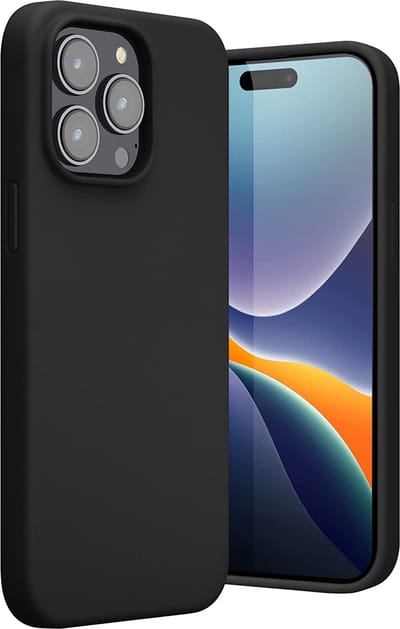 Casemania Hoesje Geschikt voor Apple iPhone 14 Pro - Zwart - Liquid Siliconen Back Cover
