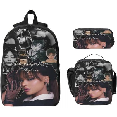 3-delige Ayliva Singer Tour 2025 Rugzakset voor Meisjes Jongens Etui Sets Schooltas Sets met Lunchbox Voor School Leerlingen Daypack black