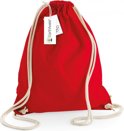 Westford Mill EarthAware® Organic Gymsac WM810 - Classic Red - 37 x 47 cm