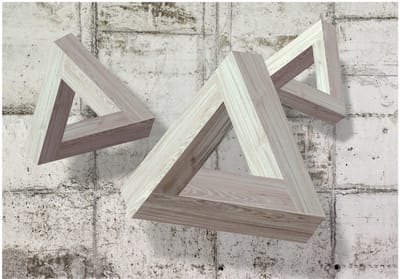 Fotobehangkoning - Behang - Vliesbehang - Fotobehang 3D Driehoeken - Grey Trio - 300 x 210 cm