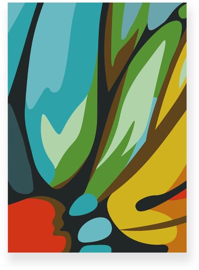 Poster 20x30 cm - Vlindervleugel Detail - Blauw - Rood - Modern - Organisch - Muurdecoratie - Wanddecoratie