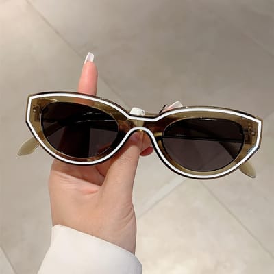 Lunettes de soleil stylées style vintage pour femmes, œil de chat, avec décorations de ligne tendance, lunettes décoratives pour hommes, style tendance, pour l'extérieur