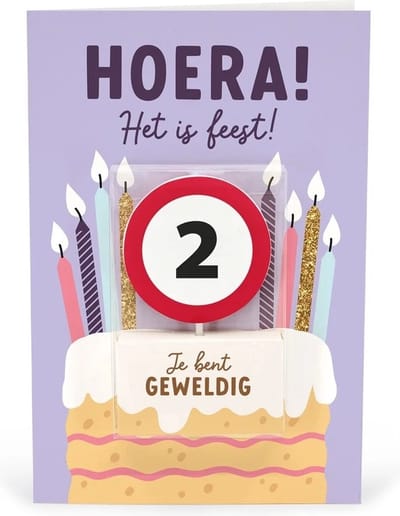 Verjaardagskaart met kaars | 2 jaar | Je bent geweldig