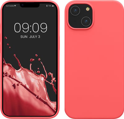 kwmobile telefoonhoesje geschikt voor Apple iPhone 14 - Hoesje met siliconen coating - Smartphone case in neon koraal