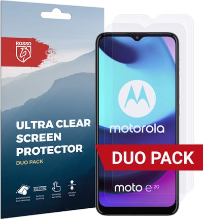 Rosso Screen Protector Ultra Clear Duo Pack Geschikt voor Motorola Moto E20 | TPU Folie | Case Friendly | 2 Stuks