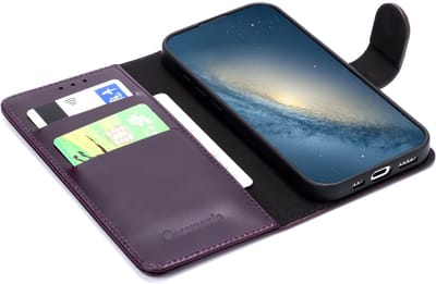 CaseMania Bookcase hoesje geschikt voor Samsung Galaxy S25 FE - Effen Paars - Leer