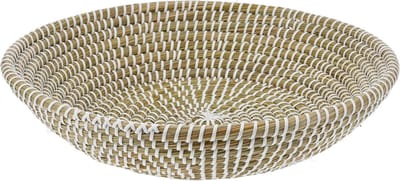 Excellent Houseware Fruitschaal Rattan - gevlochten riet - D35 x H8 cm - naturel - rond - opberg mandjes
