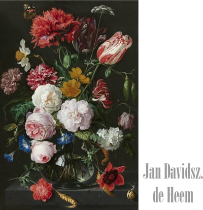 Allernieuwste.nl® Canvas Schilderij Jan Davidsz de Heem Vaas met Bloemen - Stilleven - 50 x 70 cm - Kleur