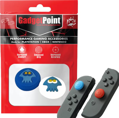 Gadgetpoint - Thumb Grips voor Nintendo Switch Joy-Con Controllers - Gaming Thumbgrips - Performance Anti-Slip Thumbsticks - Bescherming Accessoires - Octopus - Blauw/Wit