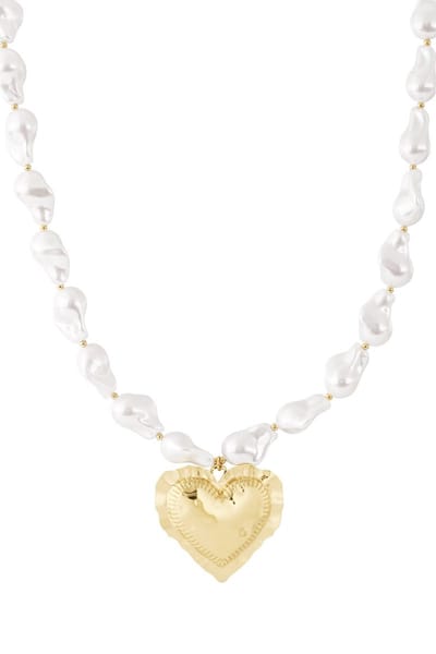 Bijoutheek Collier Pearl Love Hart Goud