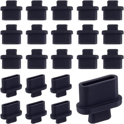 50 Stuks Zwarte Stofpluggen Type C - Oplaadpoort Bescherming voor Telefoons, E-Readers en Laptops - Stofdichte Beschermhoezen met Handvat