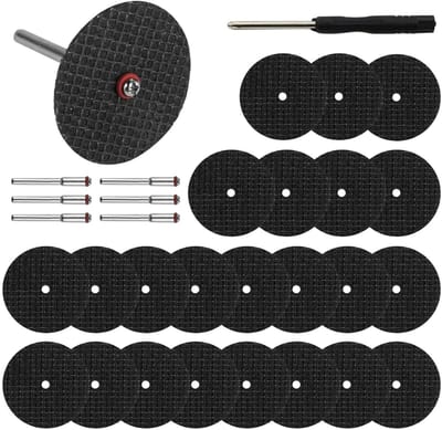 Set van 60 Snijdisketten voor Rotatietools, 32mm Snijdiskettingen voor Metaal, Staal en Meer, Inclusief 6 Stuks en 3mm Mandrels