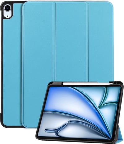 Hoesje - Geschikt voor Apple iPad Air (2024/2025/2026) - 11 inch - Dun & Stevig - Trifold Bookcase - Hard Cover Case - Met Uitsparing Geschikt voor Apple Pencil - Hardcover Book - Tablet Hoes - Lichtblauw