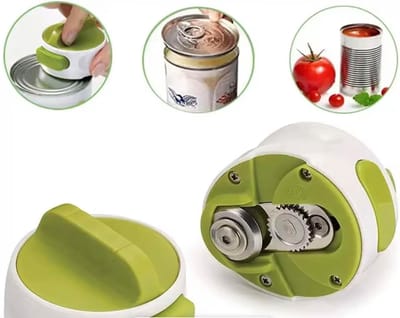 Daity Een ergonomisch ontworpen blikopener die elk blikje gemakkelijk opent. Roestvrijstalen mes met gladde randen en een soepele draaiing (groen).