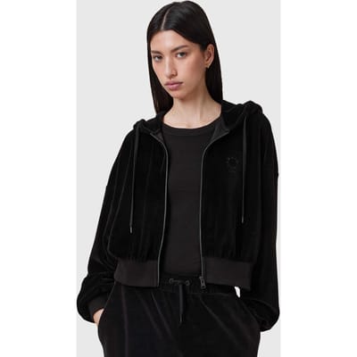 AllSaints Vinny Velvet Hoody Black Taglia: S | Giacche corte Outlet | Donna | Nero