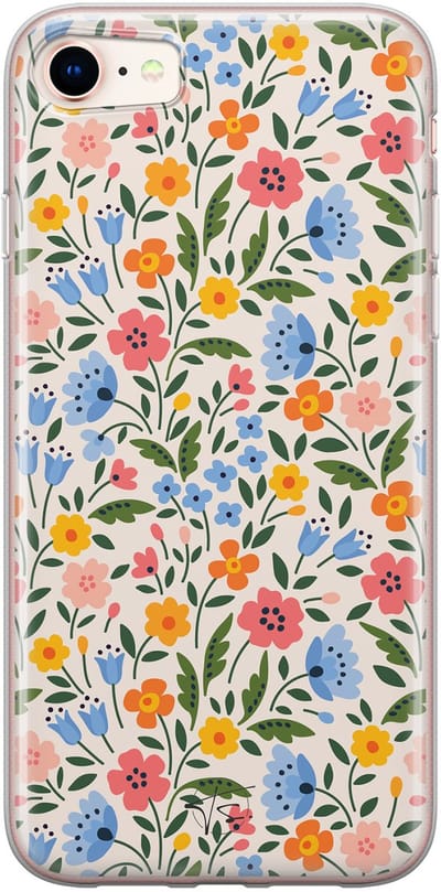 Hoesje geschikt voor iPhone SE (2020) - Romantische bloemen - Soft Case - TPU - Bloemen - Multi - Mooie Telefoonhoesjes
