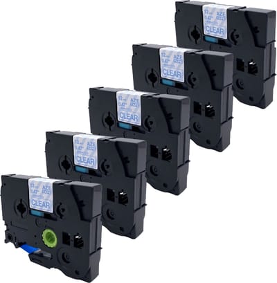 DULA Brother Compatible label tape- Tze-133 - 5 cassettes - Brother P-Touch - Blauw op transparant - 12mm x 8m