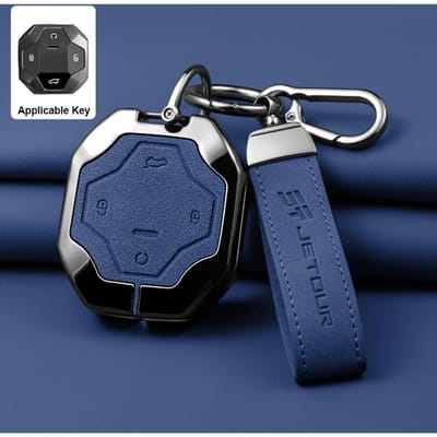 Auto Zinklegering Leer Sleuteletui Houder Ketting Voor Chery Jetour Traveller   Jetour T2 Sleutel Volledige Afdekking Sleutelhanger Accessoires black
