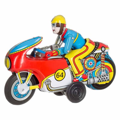 Blikken Motorfiets Winner - Rood - 20cm – Handgemaakt - Collectors item - Retro verpakking