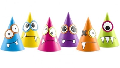 PartyDeco feesthoedjes DIY - monsters thema - party verjaardag hoedjes - punthoedjes