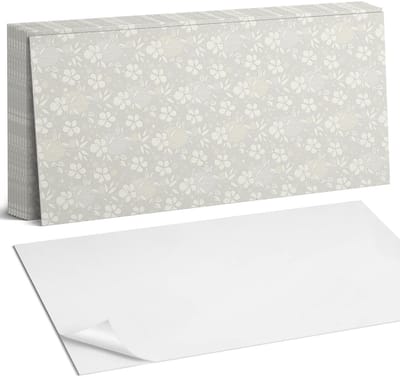 Coloray Plaktegels - Bloemenpatroon op de achtergrond Zelfklevende Wandtegels - 40 cm x 20 cm - Grijs Plaktegels - 10 stuks - Rechthoek PVC Tegels - Plaktegels Badkamer - Vloertegels Zelfklevend - Vinyl Tegels Zelfklevend - Portugese Tegels