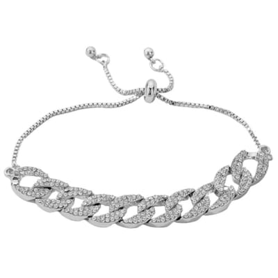 Fako Bijoux® - Dames Armband Ringen Strass - 12mm - Verstelbaar - Cadeau - Verjaardag - Vrouw - Zilverkleurig