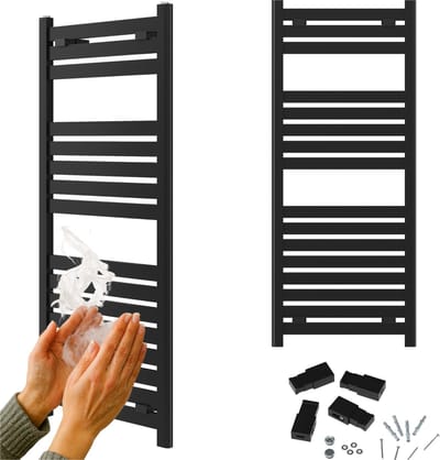 Granitan Handdoekradiator Enzo - 120x50cm - Zwart - Ladderdesign - Badkamer Verwarming - CV Radiator
