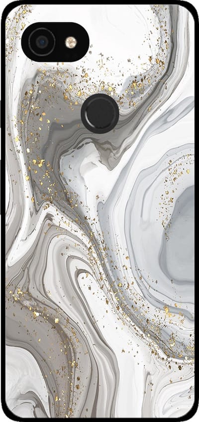 Smartphonica Telefoonhoesje voor Google Pixel 2 XL met marmer opdruk - TPU backcover case marble design - Zilver geschikt voor Google Pixel 2 XL