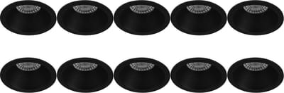 Spot Armatuur 10 Pack - Pragmi Pollon Pro - GU10 Inbouwspot - Rond - Zwart - Aluminium - Verdiept - Ø82mm