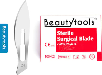 BeautyTools Pedicure Scalpelmesjes - Bistouri Mesjes Nr. 24 (100 Stuks) - Pedicure Mesjes - Individueel en Steriel Verpakt (BP-0720)