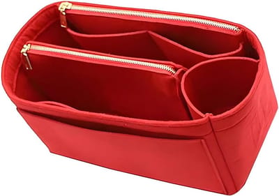 Famanu - Tasorganizer voor Vrouwen, Handtas Tassenorganizer Vilt Binnenvakken voor Handtassen Binnenvakken, Handtasorganizer met Afneembare Zak met Ritssluiting en Sleutelketting
