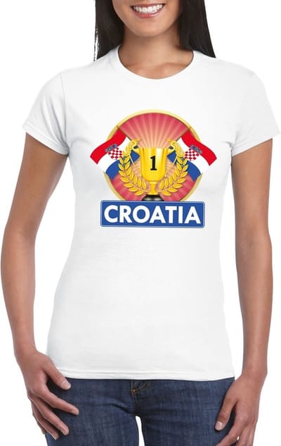 Wit Kroatisch kampioen t-shirt dames - Kroatie supporter shirt S